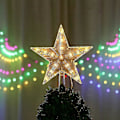 Miniatyrbilde 4 av 4: Juletretopp med 10 LED-lys med strømplugg - 18 x 22 cm (C)