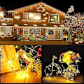 Miniatyrbild 3 av 5: 2 x 10m Batteridrivna LED-ljusslingor 100 LED-lampor Timerfunktion Med Fjärrkontroll IP65 Vattentät Inomhus- och Utomhusdekoration För Jul Bröllop