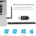 Miniatyrbild 4 av 5: Realtek RTL8812BU USB WiFi-adapter, Dual Band AC1300 för PC, Multi-Systemkompatibilitet, Hög Gain-antenn för förbättrad nätverkstäckning (Antenn (C)