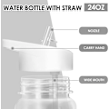 Miniatyrbilde 3 av 5: Vannflaske med sugerør 700ml Plast Gymflaske for kaldt vann Gjenbrukbar Transparent Gymflaske for Sport Piknik Reise Studie Sykling (Hvit)