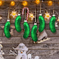 Miniatyrbild 4 av 5: 6 stycken julgurka-prydnader Söta gurkor i blåst glas Julpynt för julgranen