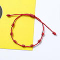 Miniatyrbild 3 av 5: 2x Iögonfallande Kabbalah Armband 7 Knutar Rött Snöre Armband Med Önskekort (C)