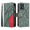 Miniatyrbilde 1 av 5: For Motorola Moto G84 5g Splicing Lommebok Stativveske Glidelås 9 Kortlommer Lærdeksel Green
