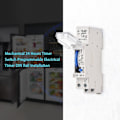 Miniatyrbild 3 av 5: Mekanisk 24-timmars timerbrytare AC 220-240V 15 minuters intervall 96 gånger på/av programmerbar elektrisk timer DIN-skena installation reläbrytare