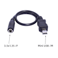 Miniatyrbillede 4 af 5: Mini USB 5-polet Han til 3,5x1,35 mm Hun Kabel 20 cm Længde Sort