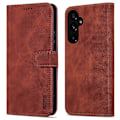 Miniatyrbillede 1 af 5: Læder Wallet Telefon Cover med Magnetisk Lukning til Samsung Galaxy A55 5G Brown