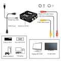 Miniatyrbillede 4 af 5: HDMI til RCA AV/CVBS Adapter HD 1080P Mini HDMI2AV Videokonverterboks til PS3 VCR DVD PALMTSC PC