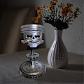 Miniatyrbillede 3 af 5: Skulptur af kraniet i resin med stemplet ansigt, håndlavet hovedstatue, kunstværk til hjemmet [C] Silver