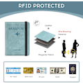 Miniatyrbilde 4 av 5: Passholder PU-lær RFID-blokkerende passetui reiselommebok med kortspor og elastisk stropp passomslag (himmelblå) (C)