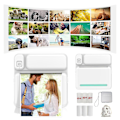Miniatyrbillede 1 af 5: Termiske bærbare Bluetooth-printere 57mm Mini trådløse POS termiske billedfotoprintere til Android IOS mobiltelefon FLYE1984-C11 Blue Free Size