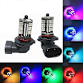 Pikkukuva 2 / 4: RGB Auton Ajovalopolttimo - 2x H11 H8 H9 5050 Led 27smd - Kaukosäädin (HYYC)