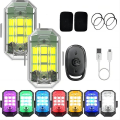 Miniatyrbillede 3 af 5: RGB LED Flyvemaskine Strobe Lys Motorcykel Lys LED Blinkende Position Trådløst Lys Flyvemaskine Helikopter Advarselslys color02 Two lights with remote control