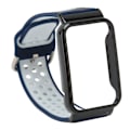 Miniatyrbillede 5 af 5: Åndbar Silikon Urrem med Beskyttelsesbumper Tilbehør Passer til Mi Band 7 Pro Mørkeblå Hvid og Sort Etui[C]