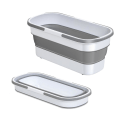 Miniatyrbillede 1 af 5: Stor Flade Mop Rengørings Spand, Stor Flade Mop Gulv Mop Stor Foldbar Bærbar Mop Spand[C] Grey