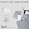 Miniatyrbild 5 av 6: Resepluggadapter, UK till EU-kontakt med 3 USB A- och 1 USB C-portar, 5-i-1 Grå