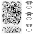 Miniatyrbild 1 av 5: 50 st. Öglor & Össet, 20 mm Össet, Össet-kit för Canvas Tältduk Reparation Silver