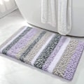 Miniatyrbilde 1 av 5: Mikrofiber Stripete Baderomsteppe Badematte (Lilla-Grå, 17\"x24\") Ekstra Tykk, Myk og Lusket, Absorberende, Maskinvaskbar, Antislipp Badematte for Ba