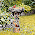 Miniatyrbillede 2 af 5: Resin ugle badekar, fuglebad, eventyrhave, ornamenter, skulpturer, havedekoration, springvand, fuglebad (C)