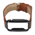 Miniatyrbillede 1 af 5: PU Læder Urrem Vandafvisende Udskiftningsrem til Ur med Sort Rustfrit Stålkasse til Mi Band 7 Pro Brun[C]