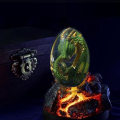 Miniatyrbilde 1 av 5: Lava Dragon Egg Transparent Crystal Lava Dinosaur Eggs Resin Sculpture Souvenir[C] illuminated base