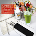 Miniatyrbilde 3 av 5: Rustfrie Stålsugerør, 8 stk, Lange Sugerør for 3 Liter Glass, Gjenbrukbare Metallsugerør, og 2 Ekstra Rengjøringsbørster - - (C)