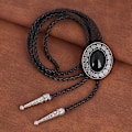 Miniatyrbillede 3 af 3: Bolo slips, håndlavet rund western denim bolo slips sort (C)