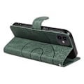 Miniatyrbild 3 av 5: Plånboksfodral i PU-läder för iPhone 11 med stativ, präglad linje, telefonfodral med rem -