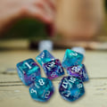 Pikkukuva 2 / 5: 7 kpl Monitahokkaat Nopat Viihde Lelu D4-D20 Juhlapeliin Vihreä Violetti (C)
