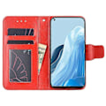 Miniatyrbild 4 av 5: Magnetiskt stängande plånboksfodral i PU-läder för Oppo Find X5 Lite Smartphone Red