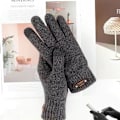Miniatyrbild 1 av 5: Höst Vinter Herr Stickade Handskar Touch Screen Hög Kvalitet Ull Solid Färg Handskar Herr Vantar 11763-Grå 11763-Gray Elastic stretchable