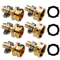 Miniatyrbillede 1 af 5: 3-pak Premium Messing Havevandsslange Reparationsfittings med Heavy-Duty Rustfrit Stål Klemmer - Holdbar 1/2\" Hun-Gevind 1.18in/3cm og 3/4\" Han-Gevind