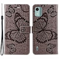 Miniatyrbillede 1 af 5: Læder Telefonetui Til Nokia C12 4G/C12 Plus/C12 Pro, Stativ Tegnebog Trykt Cover Grey Style D Nokia C12 4G