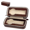 Miniatyrbilde 3 av 5: Urboks Bærbar Glidelåsdesign Enkelt Stilig Ur Oppbevaring Organizer Urveske Brun 2 Spor[C]