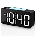 Miniatyrbild 1 av 4: Väckarklocka Extra Hög Väckarklocka, Digital Klocka med 7 Färger Nattljus, Justerbar Volym, Dimmer, USB-laddare, Liten Sovrumsklocka Svart