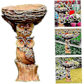 Miniatyrbillede 5 af 5: Resin ugle badekar, fuglebad, eventyrhave, ornamenter, skulpturer, havedekoration, springvand, fuglebad (C)