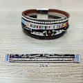 Miniatyrbild 3 av 4: Hjärta Läder Magnetlås Handgjort Boho Bohemiskt Omlottarmband Armring Multilager Kristall Gåvor Armband För Kvinnor (C)