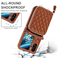 Miniatyrbild 4 av 5: Korthållare-fodral med rombstruktur för OPPO Find N2 Flip Brown