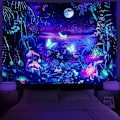 Miniatyrbild 1 av 5: UV-Reaktiv Fjärilsestetisk Väggbonad Galaxy Måne Rymd Väggbonad Sovrum Vardagsrum Väggbonad