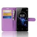Miniatyrbilde 4 av 5: Lommebokveske i skinn med litchi-tekstur, stativfunksjon for Sony Xperia XZ3 Purple