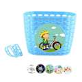 Miniatyrbild 1 av 5: Barncykelkorg för pojke flicka främre cykelstyren vattentät korg med fästrem tonåring liten cykelkorg (C) Blue with stickers