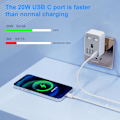 Miniatyrbild 3 av 6: Resepluggadapter, UK till EU-kontakt med 3 USB A- och 1 USB C-portar, 5-i-1 Grå