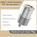 Miniatyrbild 2 av 5: JGB37-3530 DC-motor 12V Mini DC Växelmotor Högt Vridmoment Växelmotor Metallmotor För Smarta Hem 107rpm (C)