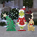 Pikkukuva 2 / 5: 3-osainen valaistu joulukuusi Grinch-setti, joulupiha- ja puutarhakoriste