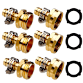 Miniatyrbillede 2 af 5: 3-pak Premium Messing Havevandsslange Reparationsfittings med Heavy-Duty Rustfrit Stål Klemmer - Holdbar 1/2\" Hun-Gevind 1.18in/3cm og 3/4\" Han-Gevind