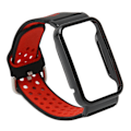 Miniatyrbilde 4 av 5: Pustende silikon armbånd for Mi Band 7 Pro med beskyttende støtfangeretui - Svart, rød og svart etui [C]