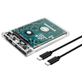 Miniatyrbilde 1 av 5: 2,5-tommers HDD SSD-kabinett SATA til USB 3.1 Type C 4TB Transparent Ekstern Harddisk Beholder Kompatibel (FCC)