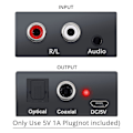 Miniatyrbild 1 av 2: Analog till Digital Ljudkonverterare för PS3-spelare R/L 2 RCA 3,5 mm AUX till Digital Koaxial Toslink SPD