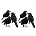 Miniatyrbillede 1 af 5: 6 x Halloween Dekoration Kråke Kunstig Ravn Kråke Med Fjær Sort Fugl