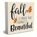 Miniatyrbild 1 av 5: Rustik Höstcharm: 'Höst är bevis på att förändring är vacker' PVC-skylt - Perfekt för lantlig inredning, Thanksgiving-bord och hylldisplay på kontoret
