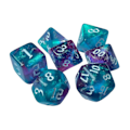 Pikkukuva 1 / 5: 7 kpl Monitahokkaat Nopat Viihde Lelu D4-D20 Juhlapeliin Vihreä Violetti (C)